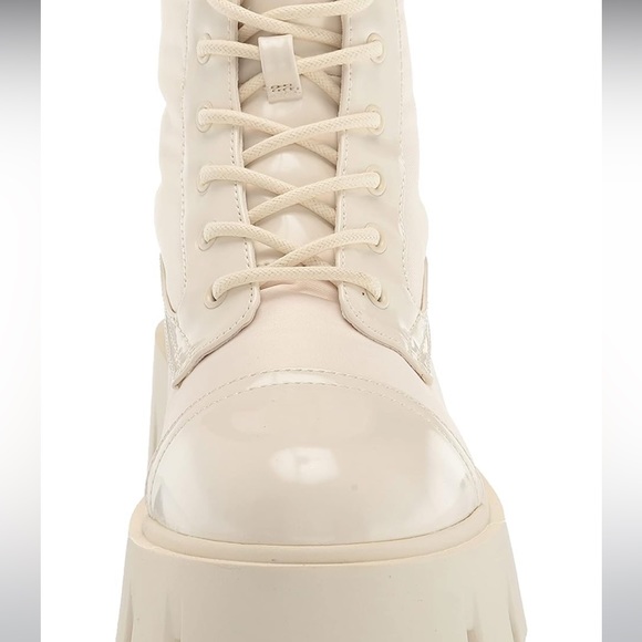 New in Box NINE WEST Women's Obri2 Ankle Combat Boot Ivory size 8 - Picture 4 of 11